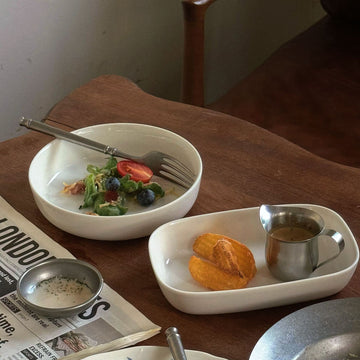 Korean Style Ceramic Plates - Breakfast Salad Dessert Serving Dishes