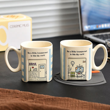 Cute Square Ceramic Mug – Home/Office Kitchenware